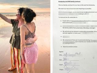 Ginger Gorman's family travel contract. Image: Supplied