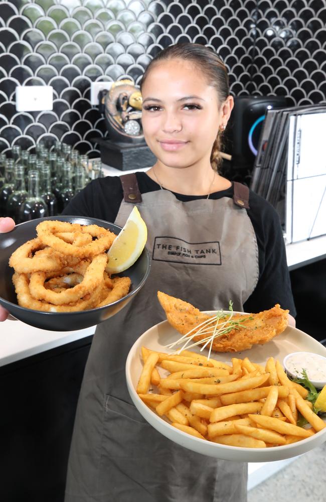 The Fish Tank’s Perez Makea shows off their specialty. Picture Glenn Hampson