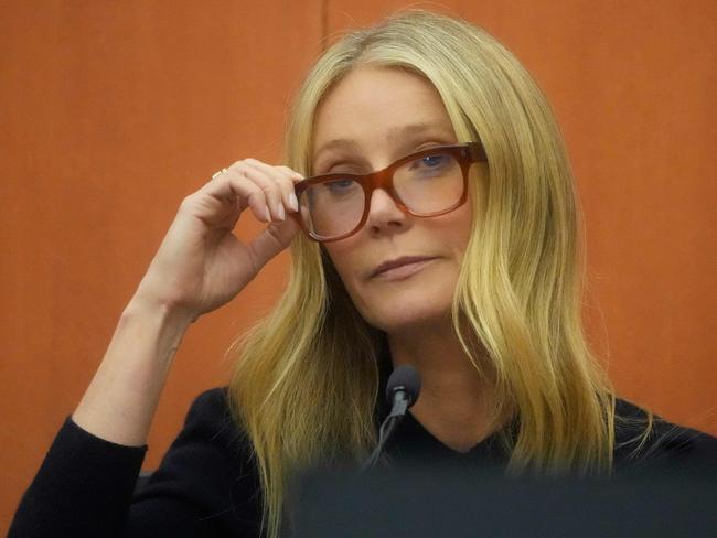 US actress Gwyneth Paltrow testifies during her trial, March 24, 2023, in Park City, Utah. - Terry Sanderson claims that the actor-turned-lifestyle influencer was cruising down the slopes so recklessly that they violently collided, leaving him on the ground as she and her entourage continued their descent down Deer Valley Resort, a skiers-only mountain known for its groomed runs, aprÃ¨s-ski champagne yurts and posh clientele. (Photo by Rick Bowmer / POOL / AFP)
