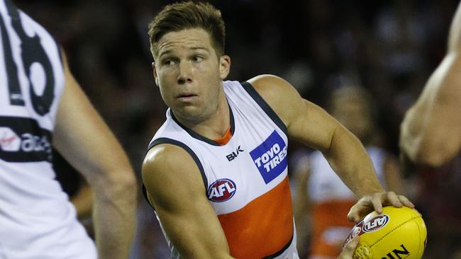 AFL: Round 5 St Kilda v Greater Western Sydney at Etihad stadium, 24th of April, Melbourne Australia. GWS Giants Toby Greene Picture : George Salpigtidis