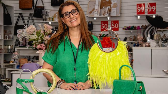 Gella Catis at Stomp Shoes show off some of the fashion the Darwin CBD has on offer ahead of the Darwin Cup Carnival. Picture: Pema Tamang Pakhrin