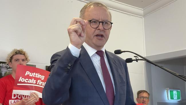 Prime Minster Anthony Albanese at the campaign launch for Labor’s Aston by-election candidate Mary Doyle in Boronia on Saturday, March 4, 2023. Picture: Kiel Egging.