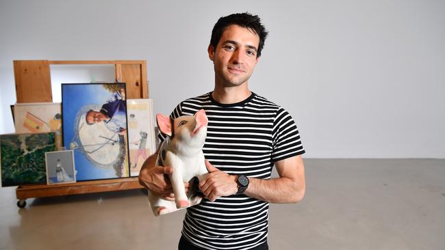 Artist Andrew Christe, with his piece Dreaming About Mud, which he entered in the Fisher’s Ghost Art Award at Campbelltown Arts Centre.