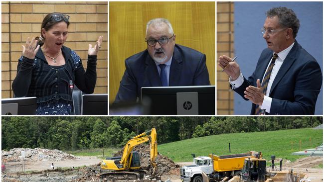 Cr Sally Townley and Cr Paul Amos (far right) led a push to include progress on waste management in the KPIs of senior staff such as GM Steve McGrath.