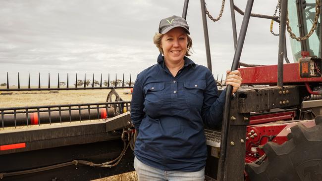 Waitchie farmer Carol Fitzpatrick amid the start of the 2024 harvest. Picture: Rachel Simmonds