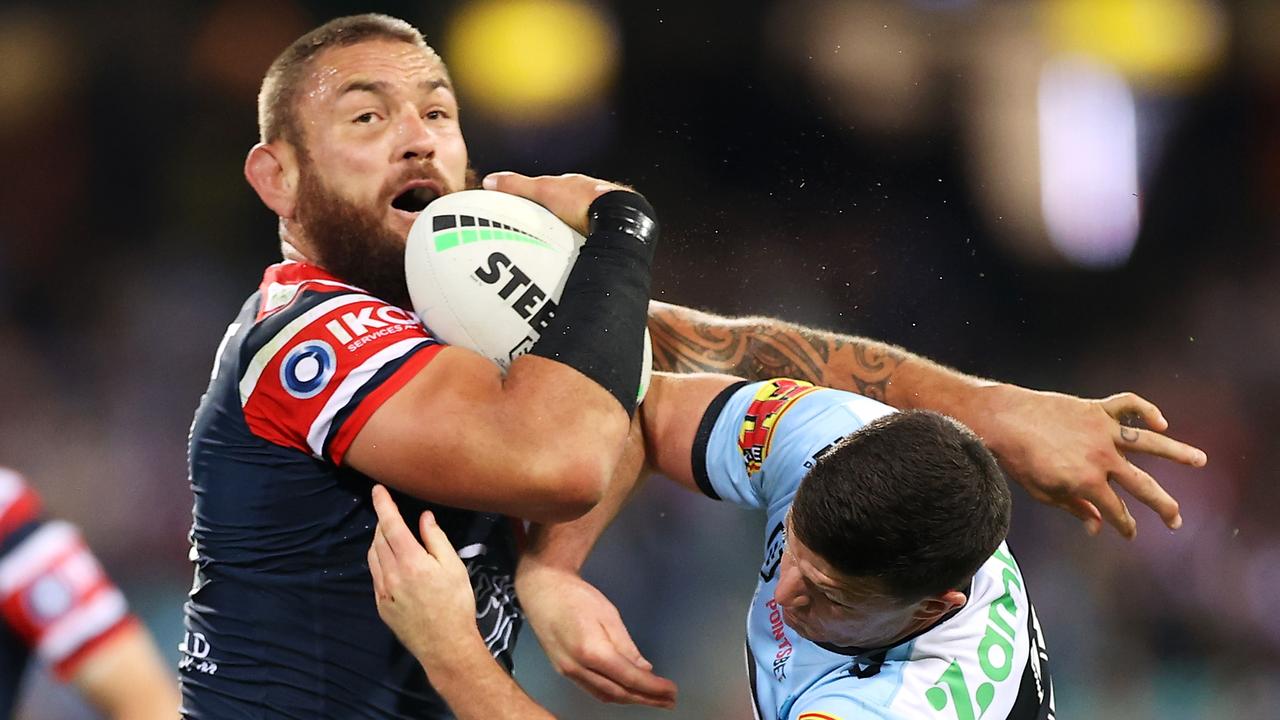 Jared Waerea-Hargreaves of the Roosters has a shoulder injury (Photo by Mark Kolbe/Getty Images)