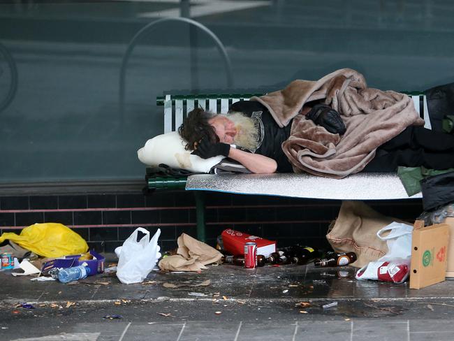 A homeless person on Elizabeth St. Picture: Yuri Kouzmin