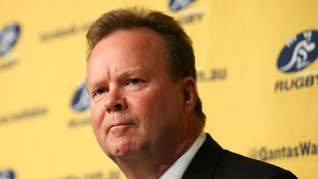 Bill Pulver speaks to the media during an ARU press conference in Sydney.