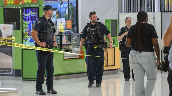 Police guard the crime scene after a 17-year-boy was stabbed in Elizabeth City Centre in October last year. Picture: Mark Brake