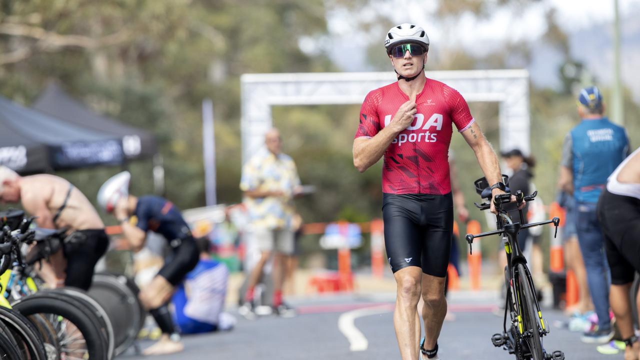 Aaron Hilder during the Seven Mile Beach Gala Day Triathlon. Picture: Chris Kidd