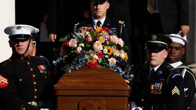 The casket of Rosalynn Carter is carried out of Glenn Memorial United Methodist Church in Atlanta, Georgia, on Tuesday. Picture: AFP