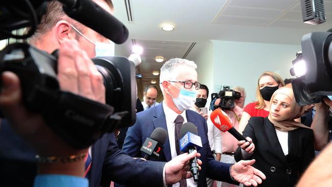 Queensland Liberal Senator Gerard Rennick speaks to the media at Parliament House Canberra. Picture: NCA NewsWire / Gary Ramage