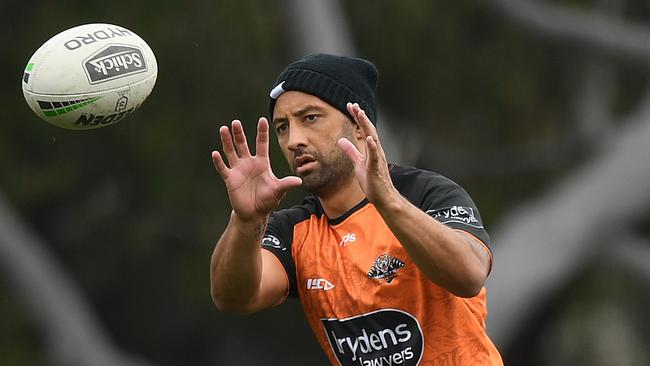 Benji Marshall will find it tough to fight his way back into the Tigers team. Picture: Joel Carrett/AAP