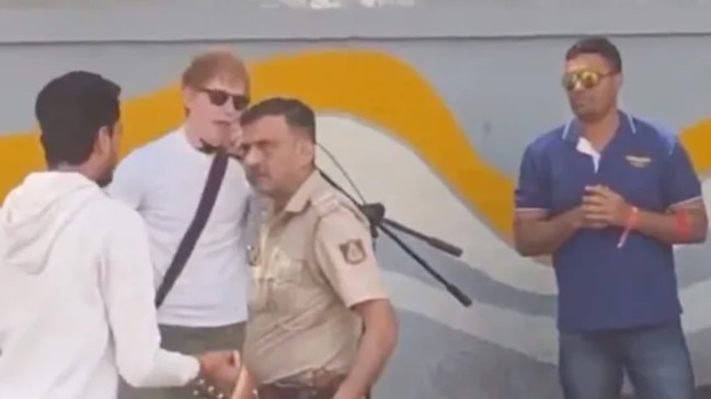 Ed Sheeran was scolded by police for performing on the street in India. Picture: Supplied