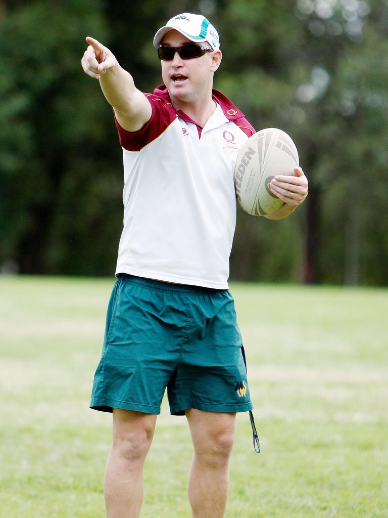 Todd Riggs coaching students during his time at St Peter Claver College. Picture: Sarah Harvey