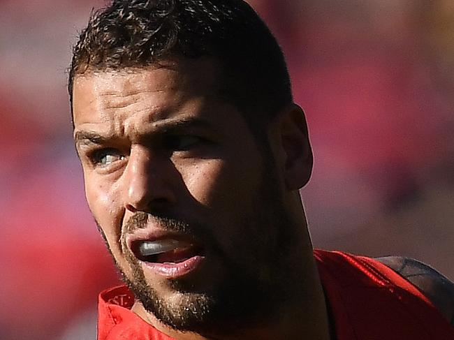 Lance Franklin of the Swans is seen in action during the Round 13 AFL match between the Richmond Tigers and the Sydney Swans the MCG in Melbourne, Saturday June 17, 2017. (AAP Image/Julian Smith) NO ARCHIVING, EDITORIAL USE ONLY