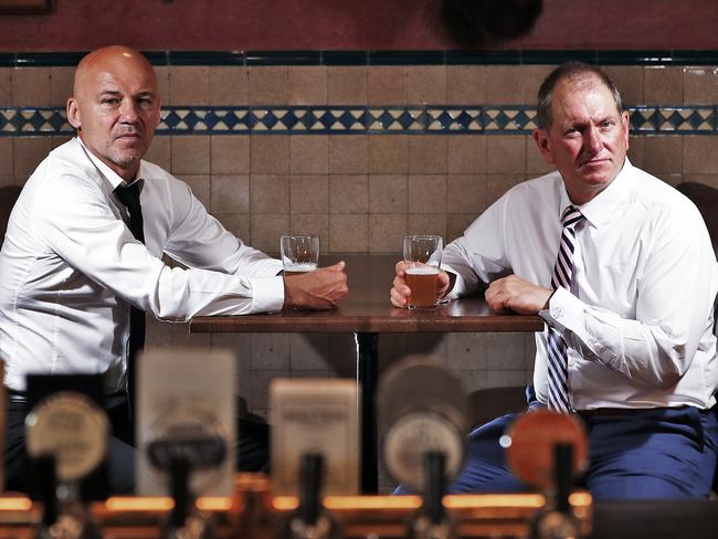 Ex detective Gary Jubelin (left) pictured with his old partner Jason Evers. Picture: Sam Ruttyn