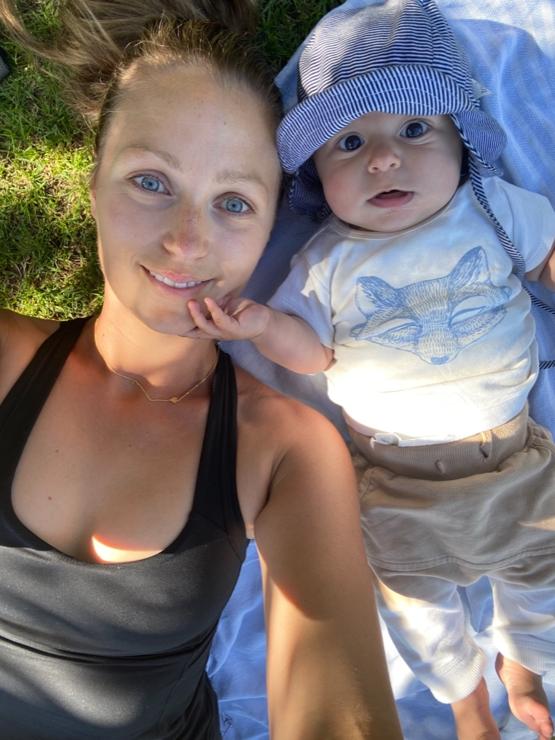 Alexandra Parker and baby Jack and his mum during lockdown last year.