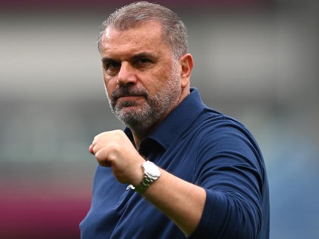 Tottenham manager Ange Postecoglou celebrates his team's Premier League victory at Burnley. Picture: Gareth Copley/Getty Images