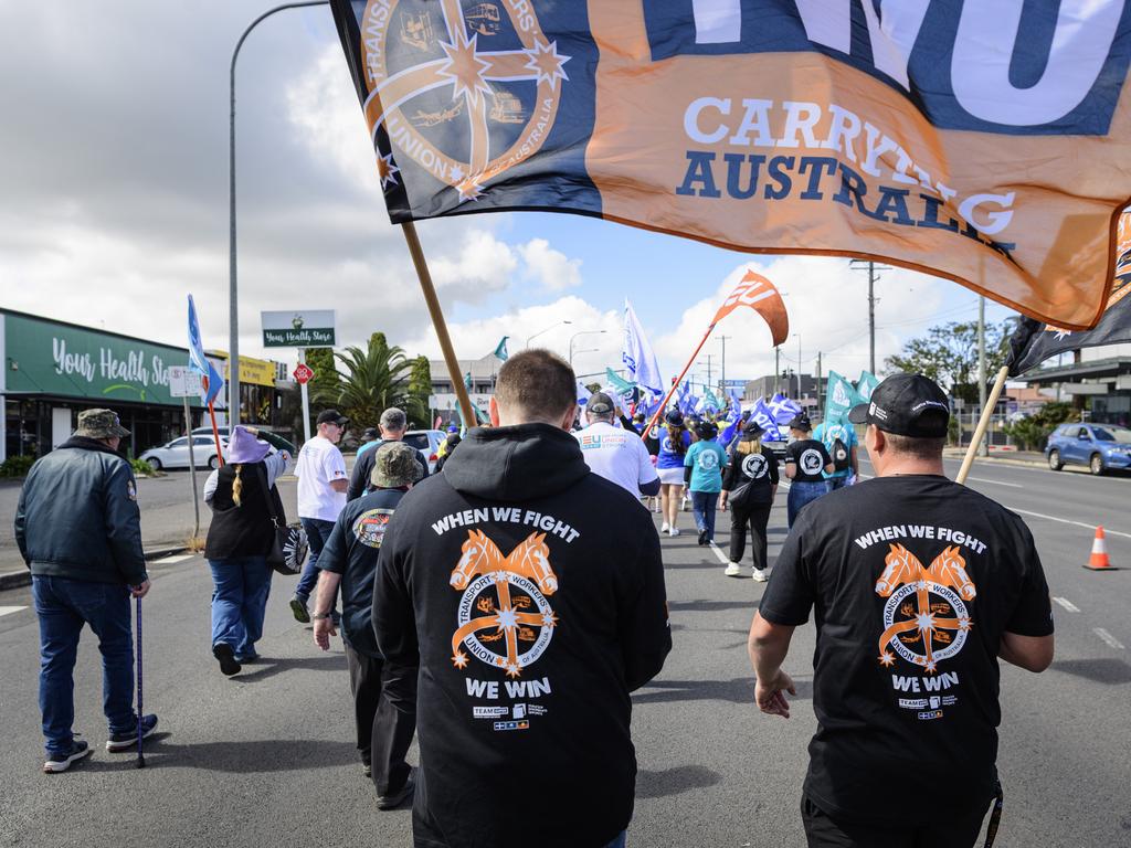 TWU are represented in the Toowoomba Labour Day March, Saturday, May 3, 2025. Picture: Kevin Farmer