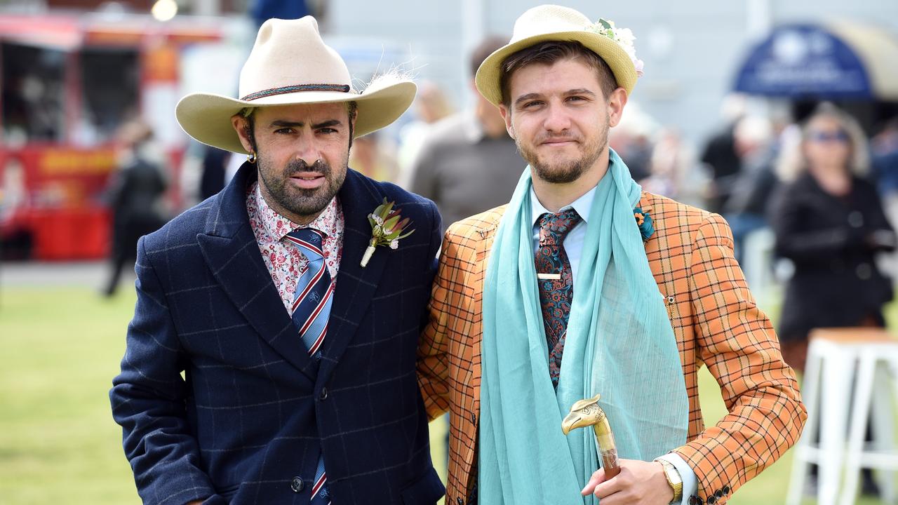 Ben Carbonaro and Jack Colantuono at Fashions on the Field at Geelong Cup. Picture: David Smith