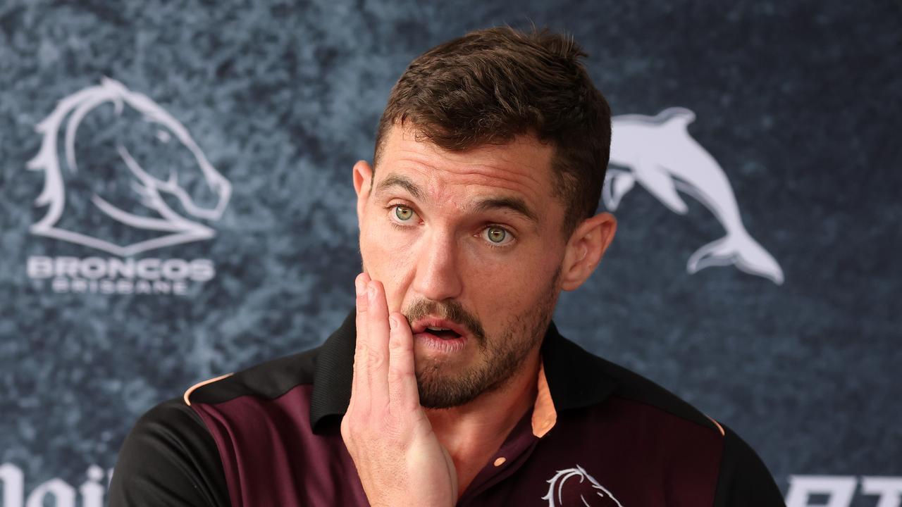 Corey Oates during a news conference at The Battle Luncheon, Brisbane. Picture: Liam Kidston