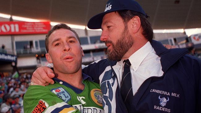 Ricky Stuart and Tim Sheens after defeating Canterbury in 1994 Grand Final.