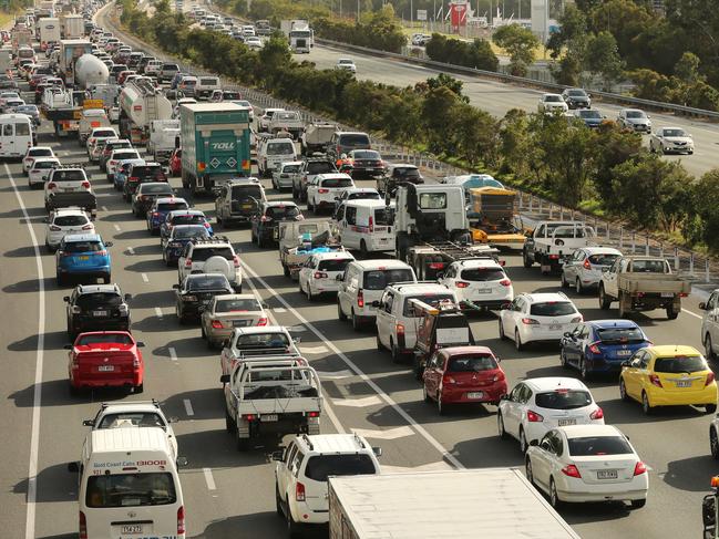 Traffic Gridlock M1 as seen from Smith st Overpass. Picture Mike Batterham