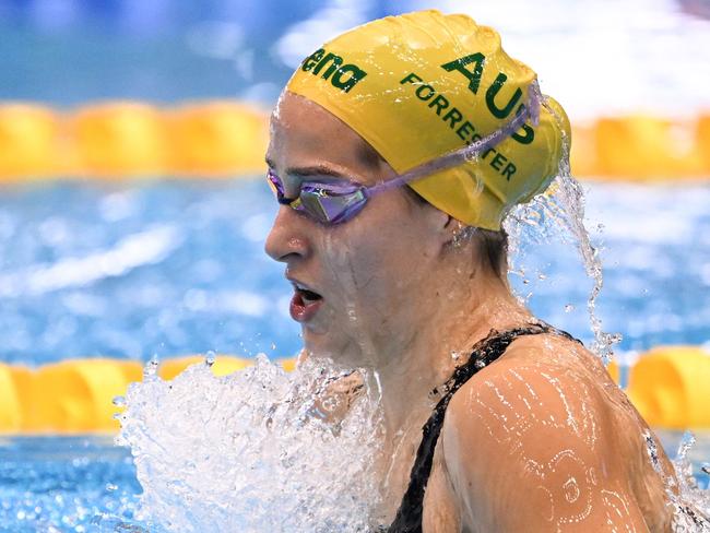 Australia's Jenna Forrester competes in the final of the women's 400m individual medley swimming event during the World Aquatics Championships in Fukuoka on July 30, 2023. (Photo by Manan VATSYAYANA / AFP)