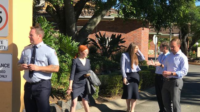 Health Minster Steven Miles and Member for Gaven Meghan Scanlon with health staff