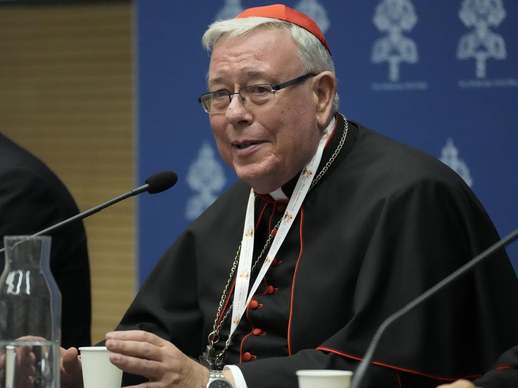Cardinal Jean-Claude Hollerich at a press conference for the closing of the 16th general assembly of the synod of bishops at the Vatican's press room in Rome, in 2023. Picture: AP Photo/Andrew Medichini