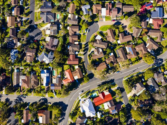 Sydney Suburb overhead perspective roof tops. Picture: Istock