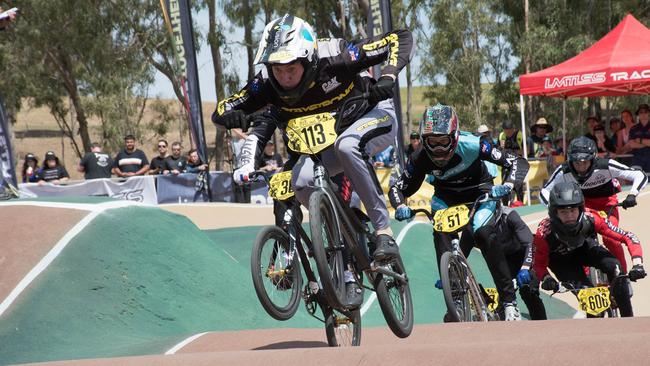 Action from the Queensland BMX championships at Ipswich's Willey Park circuit. Picture: Gary Reid