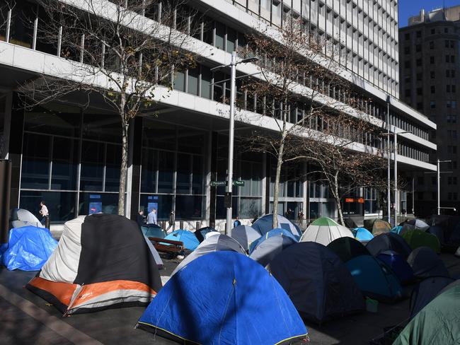 The tent city housing in Martin Place. Picture: AAP Image/Dean Lewins
