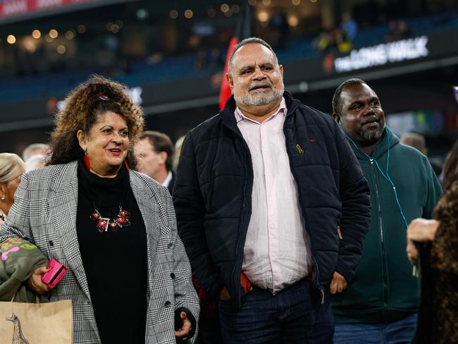 Michael Long leading the Long Walk inside the MCG. Picture: Dylan Burns/AFL Photos via Getty Images