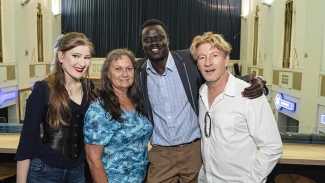 Spit actor/producer David Wenham with (from left) Tehgan Barnes, Ruth Barnes and Ruben Manyok at a special Q&amp;A screening of Spit at BCC Cinemas Toowoomba Strand, Tuesday, February 11, 2025. Picture: Kevin Farmer