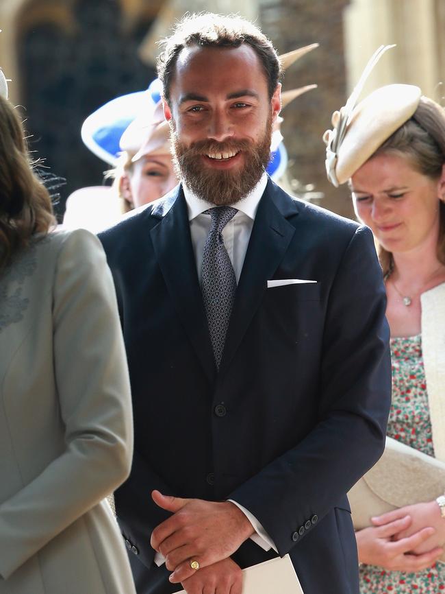 James Middleton leaves Charlotte’s Christening at St. Mary Magdalene Church in Sandringham, England, on July 5, 2015. Picture: AFP