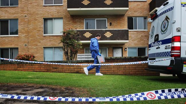 Police Forensics investigate the scene. Picture: Braden Fastier