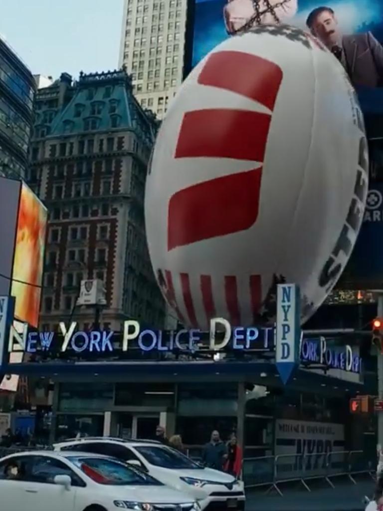 The giant Steeden in Times Square, New York.