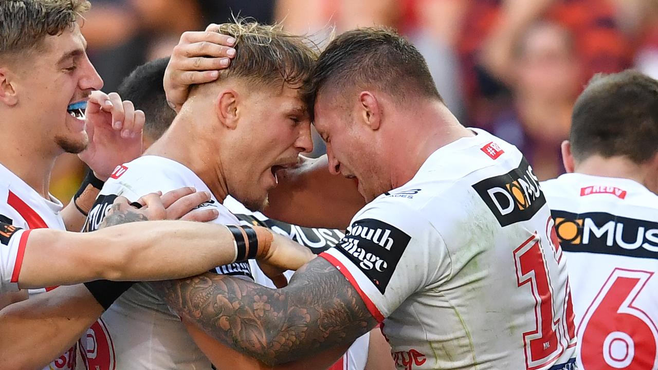 Jack de Belin was almost handed the captain’s armband this weekend, but Tariq Sims will lead the team out against the Roosters. Picture: AAP Image/Darren England