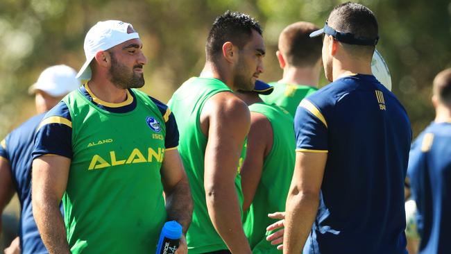 Tim Mannah was left bleeding after a wild training session. Picture: Jenny Evans