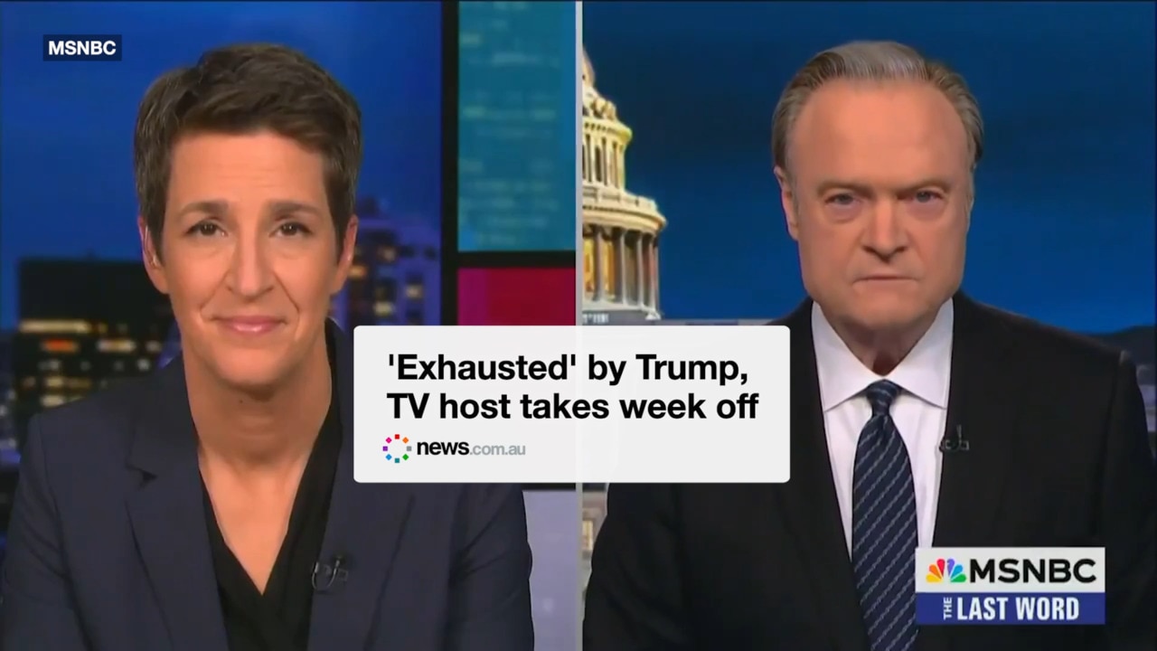 'Exhausted' by Trump, TV host takes week off