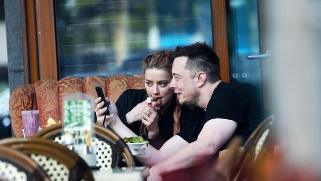 Amber Heard and Elon Musk pictured at the Shingle in Broadbeach. Picture: NIGEL HALLETT