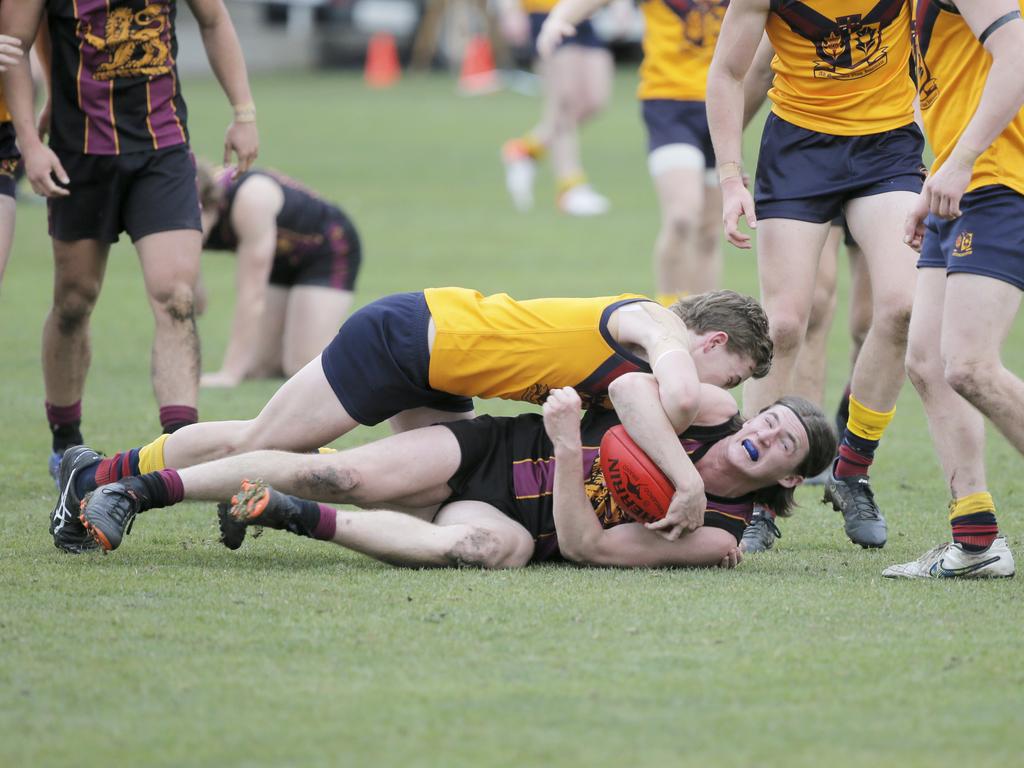 Hutchins 1st XVIII versus Scotch Oakburn in the Sports Association of Independent Schools Australian Rules grand final. Picture. PATRICK GEE