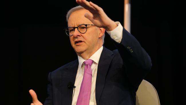 Labor leader Anthony Albanese addressing a business summit in Sydney on Wednesday. Picture NCA Newswire / Gaye Gerard