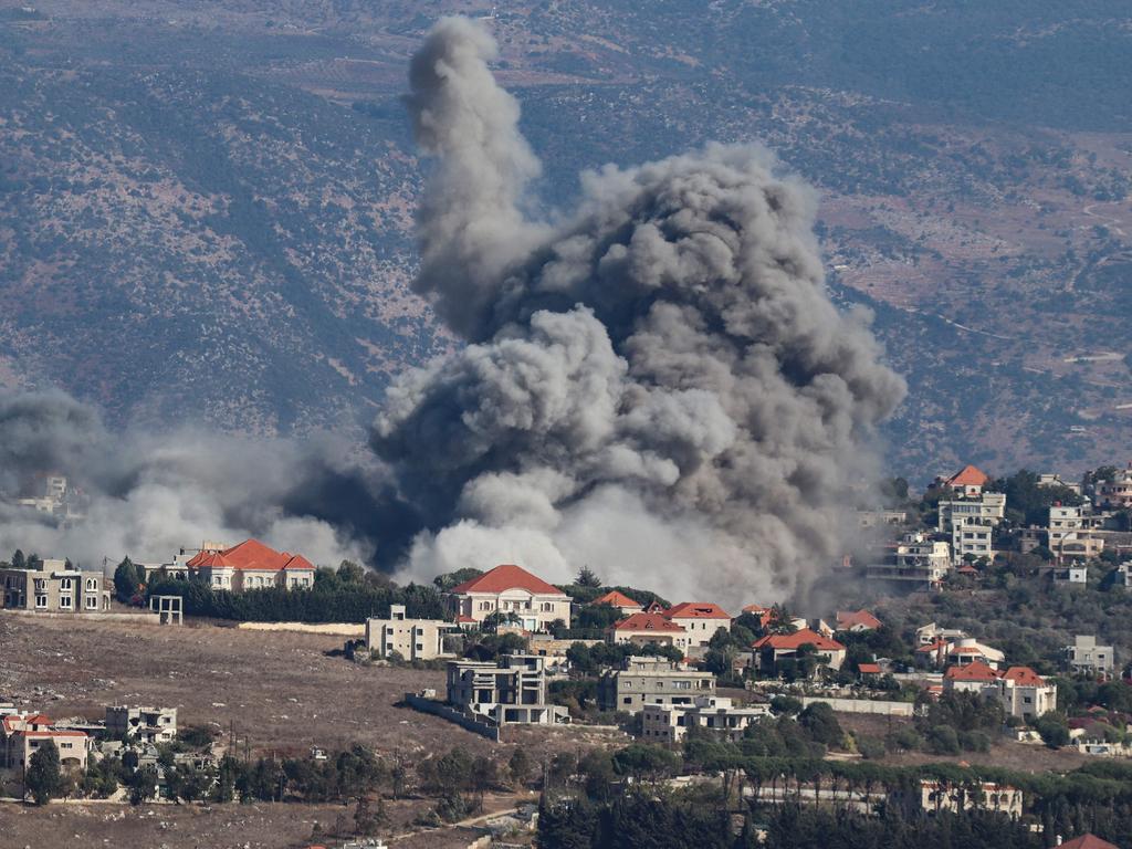 Smoke rises from the site of an Israeli airstrike that targeted the southern Lebanese village of Khiam.