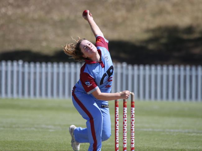 Beth Millican sends down a delivery for St George-Sutherland. Picture Warren Gannon Photography