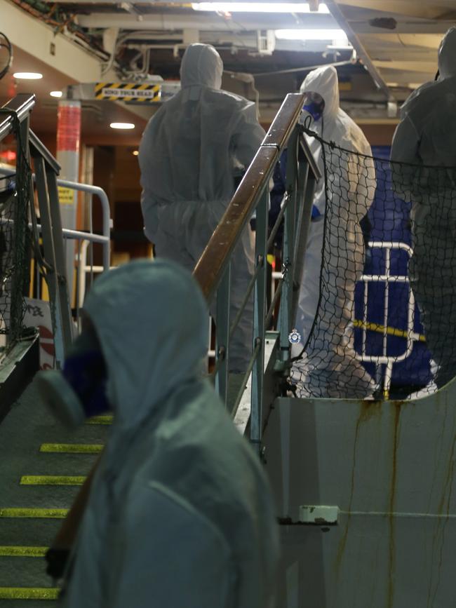 NSW Police board the Ruby Princess. Picture: NSW Police