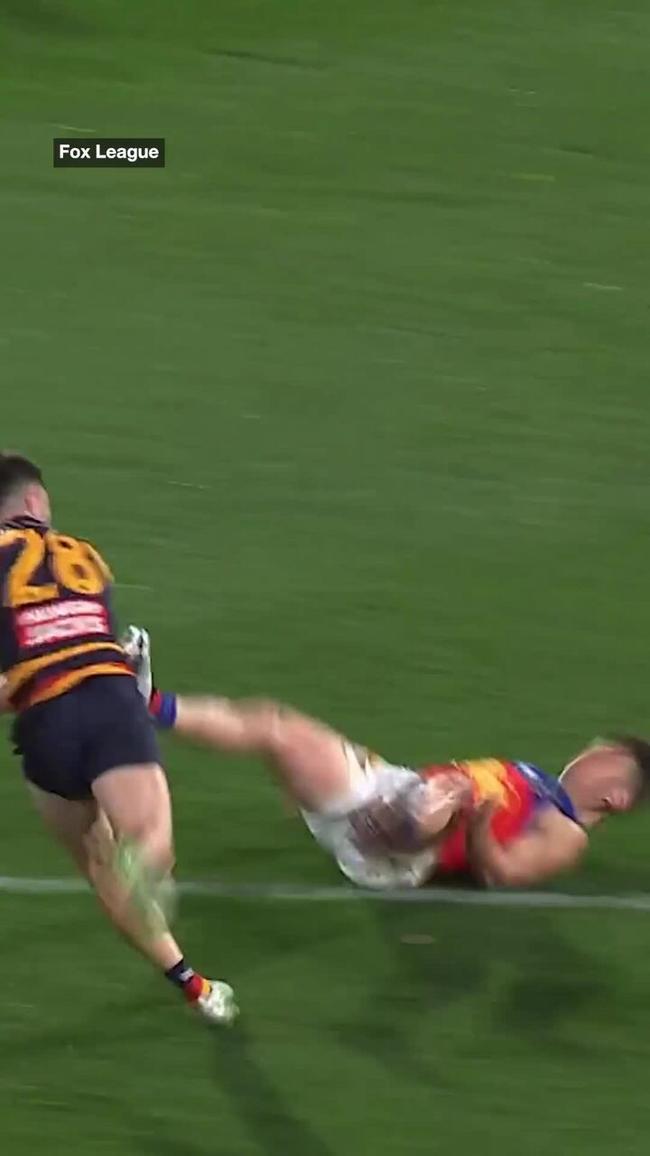 Dayne Zorko's head smashes into the Adelaide Oval turf