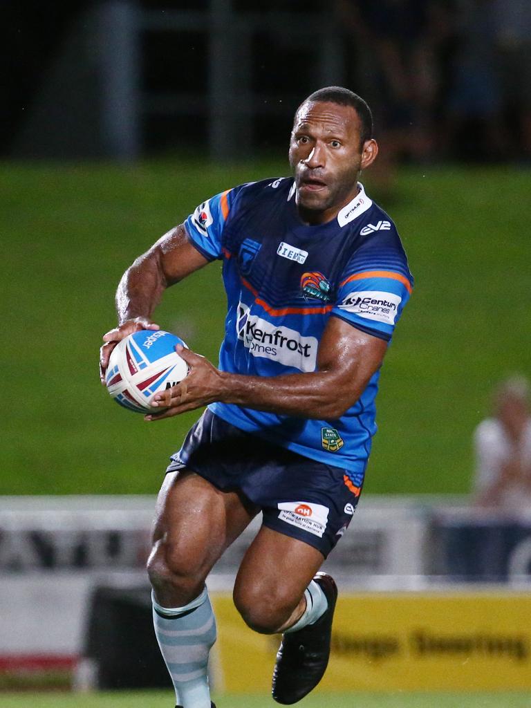 Pride Rod Griffin makes a play in the QRL ISC rugby league match between the Northern Pride and the Wynnum Manly Seagulls, held at Barlow Park. Picture: Brendan Radke